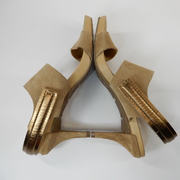 PEDRO GARCIA Celena Suede Slingback Sandals Size 37 7 Beige Heels NEW - Picture 10 of 12